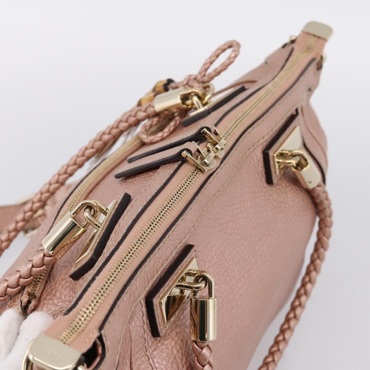 Gucci Bella Convertible Top Handle Leather Pink Leather Handbag (Pre-Owned)