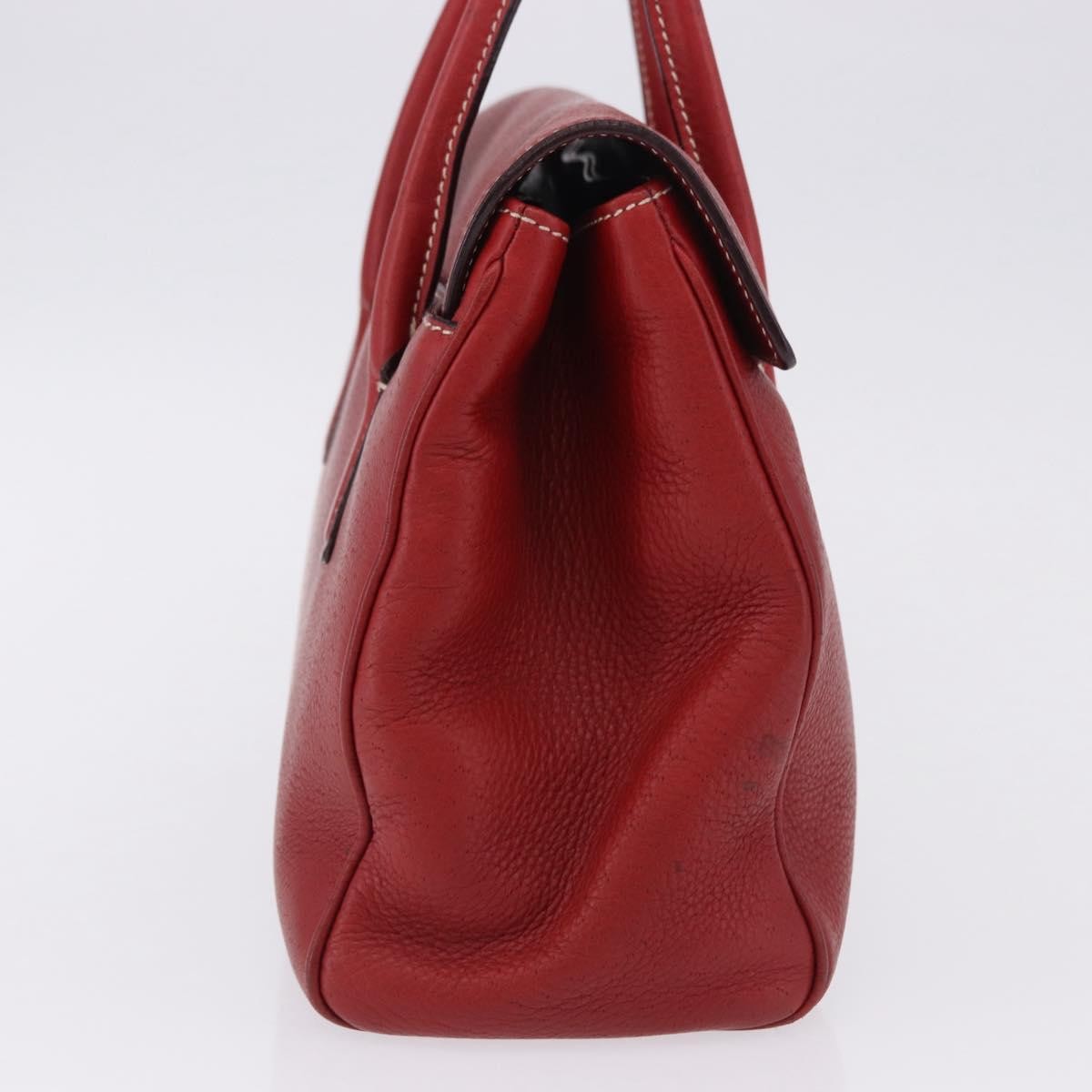 Salvatore Ferragamo Gancini Top Handle Leather Red Leather Handbag (Pre-Owned)