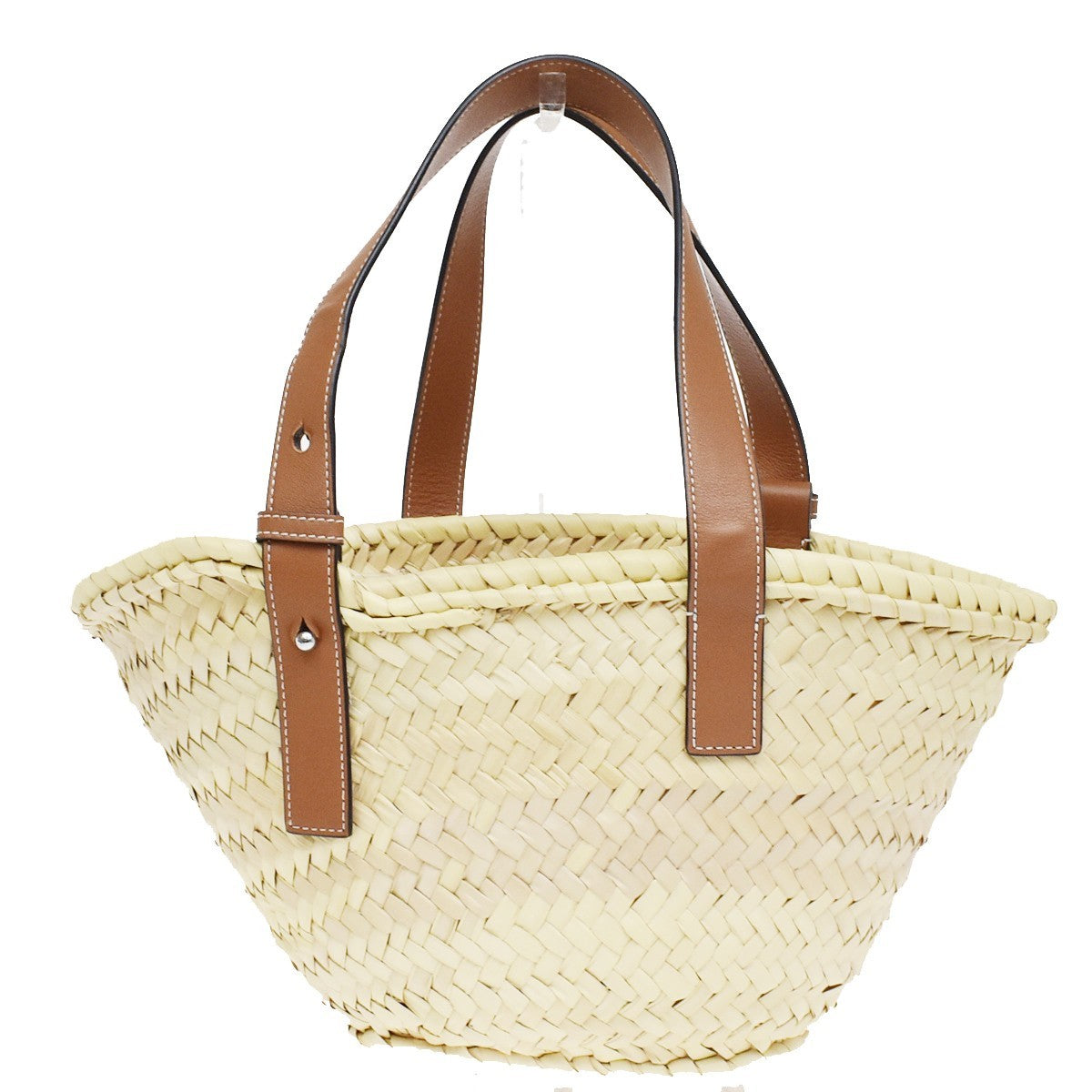 Loewe Basket Woven Raffia With Applique Beige Wicker Tote Bag Bag (Pre-Owned)