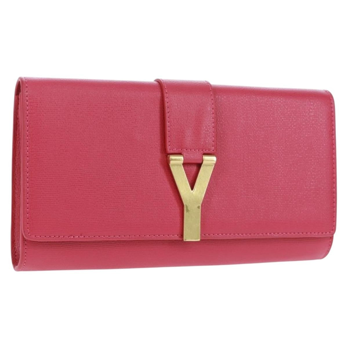 Saint Laurent Chyc Clutch Leather Pink Leather Clutche & Pouche Bag (Pre-Owned)