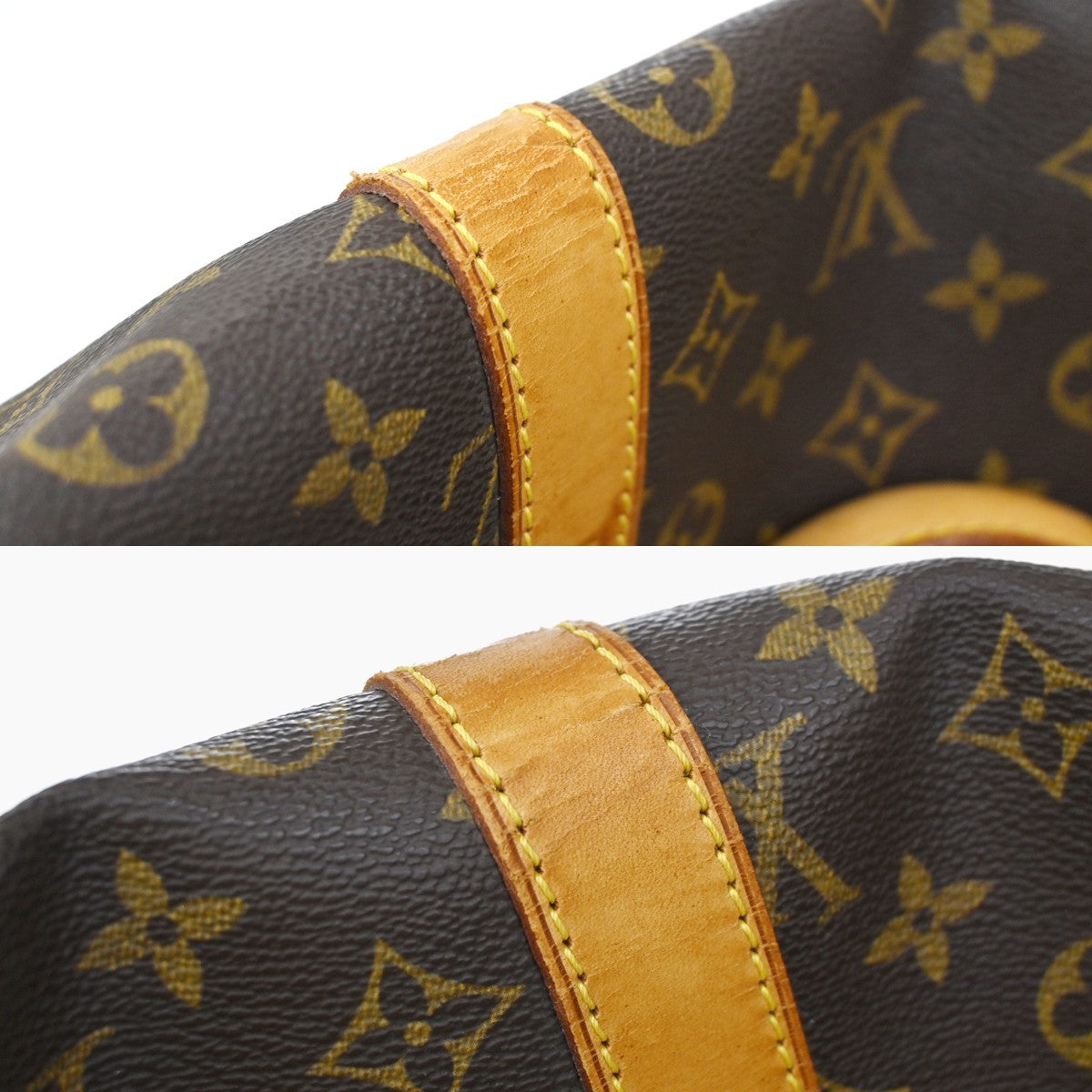 Louis Vuitton Keepall Monogram Canvas Brown Leather Travel Bag Bag (Pre-Owned)