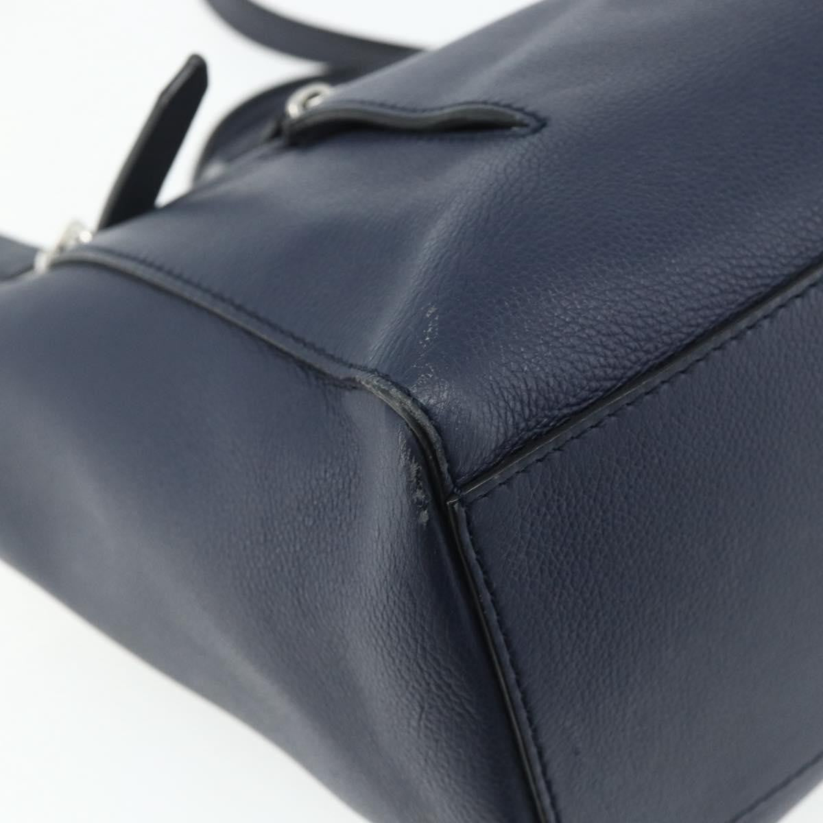 Bally Vintage Leather Navy Leather Handbag (Pre-Owned)
