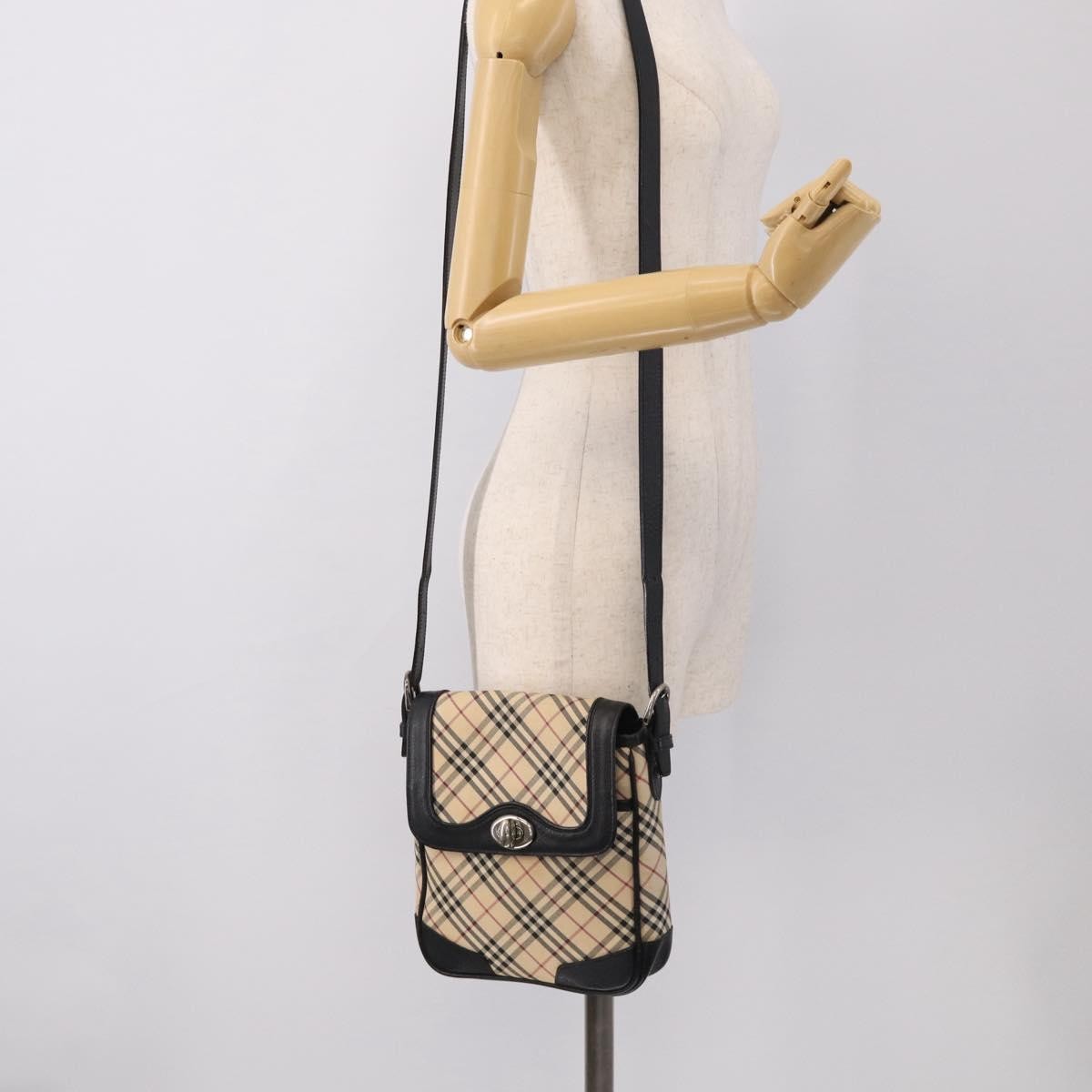 Burberry Nova Check Shoulder Bag Canvas Beige Canvas Shoulder Bag Bag (Pre-Owned)