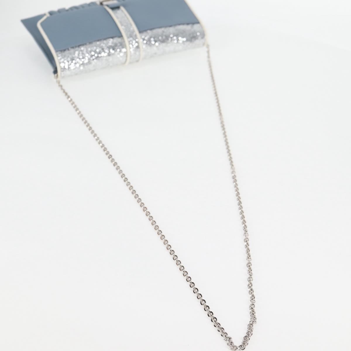 Miu Miu Madras Chain Clutch Matelasse Leather With Glitter Blue Leather Shoulder Bag Bag (Pre-Owned)