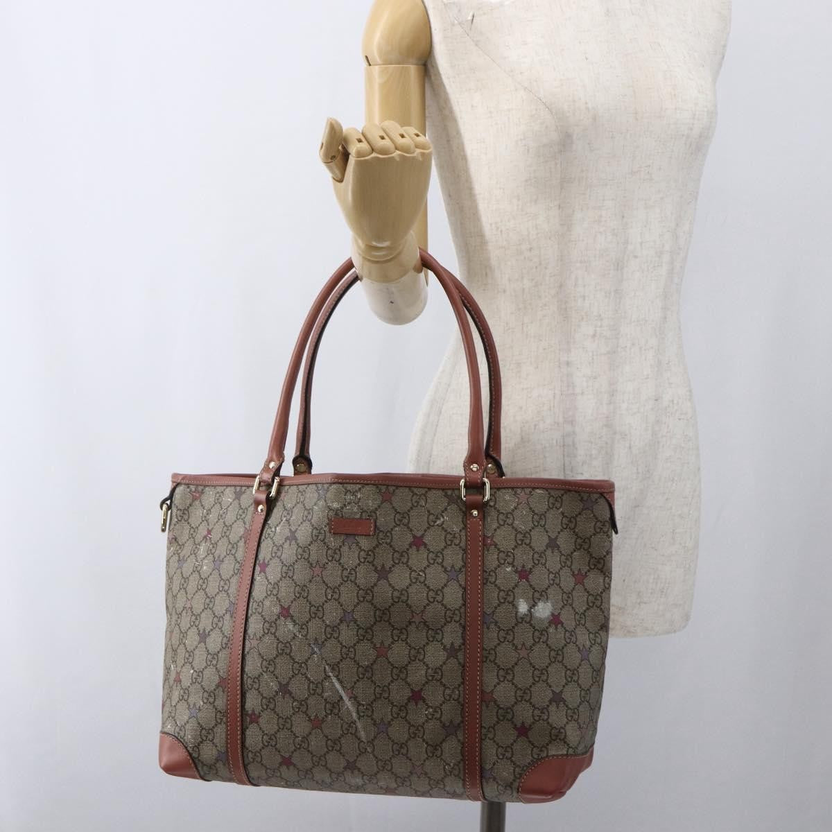 Gucci Joy Plus Tote Gg Coated Canvas With Leather Beige Canvas Tote Bag Bag (Pre-Owned)