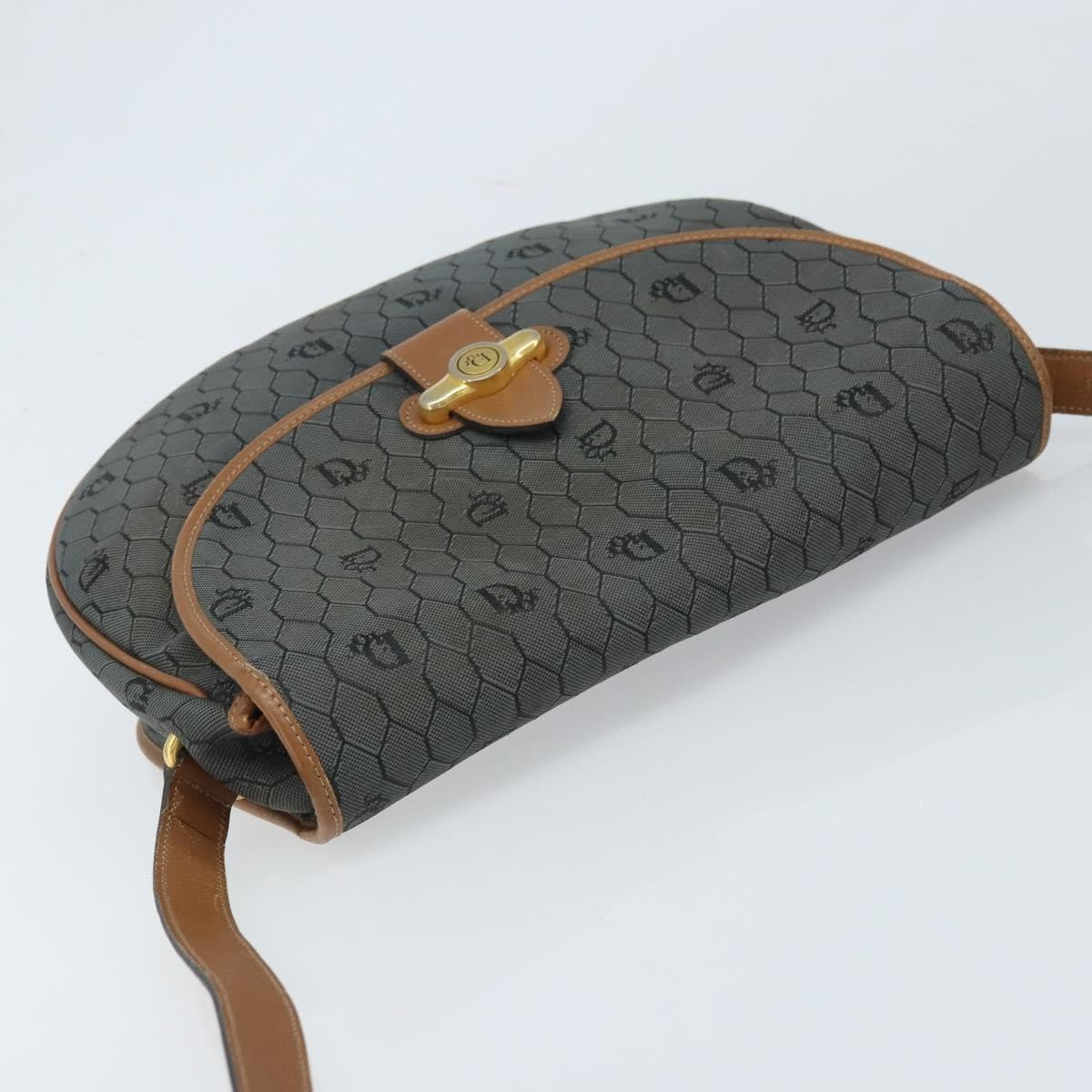 Christian Dior Vintage Honeycomb Flap Canvas And Leather Black Canvas Shoulder Bag Bag (Pre-Owned)