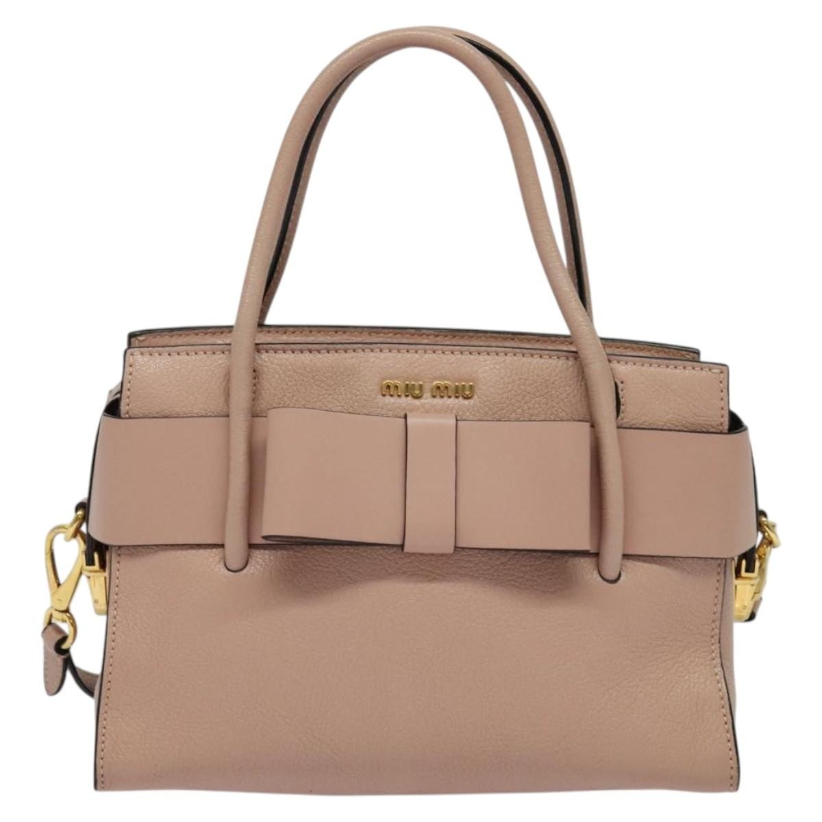 Miu Miu Madras Fiocco Bow Leather Pink Leather Bag (Pre-Owned)