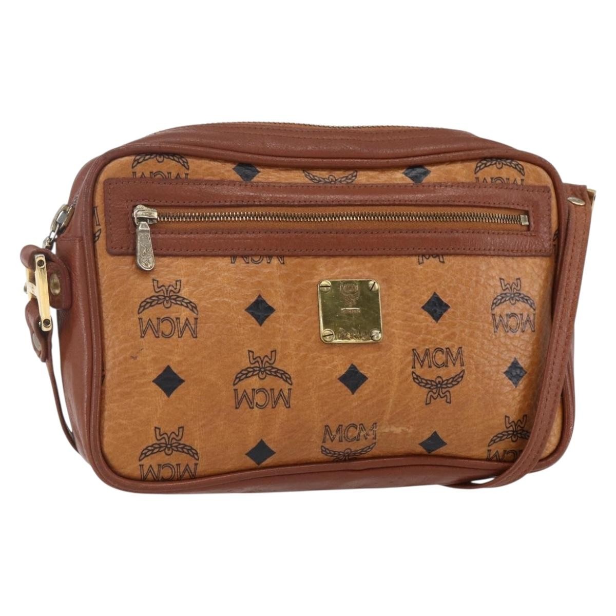 MCM Visetos Canvas And Leather Brown Canvas Shoulder Bag Bag (Pre-Owned)