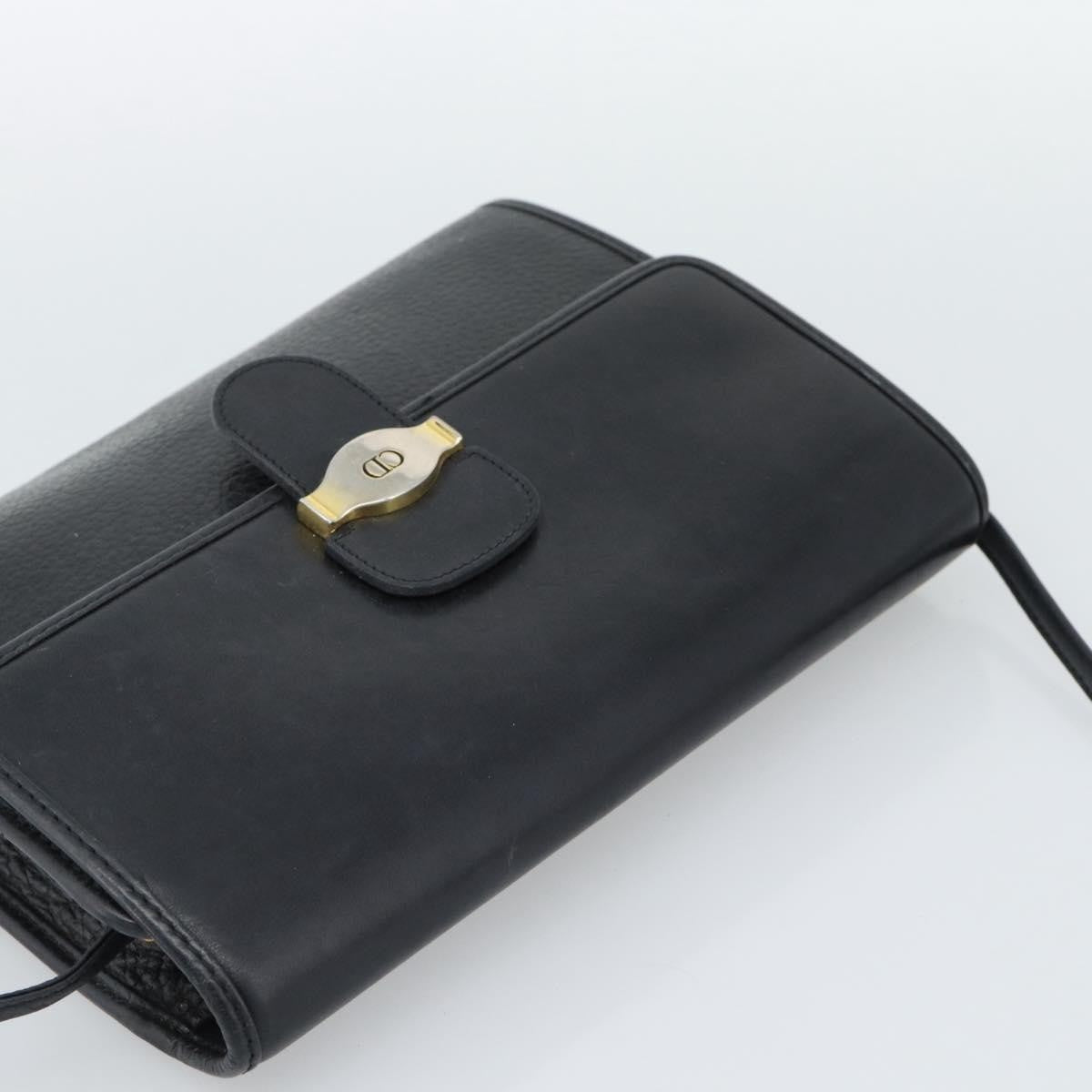 Christian Dior Vintage Cd Flap Leather Black Leather Shoulder Bag Bag (Pre-Owned)
