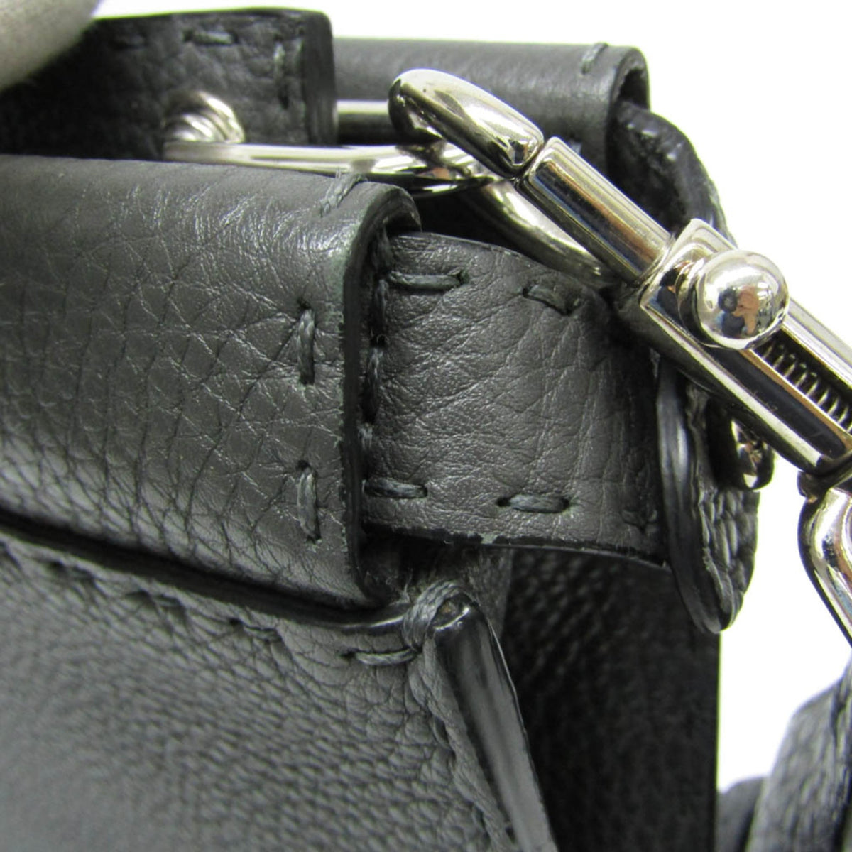 Fendi Monster Selleria Peekaboo Fit Leather Gray Leather Handbag (Pre-Owned)