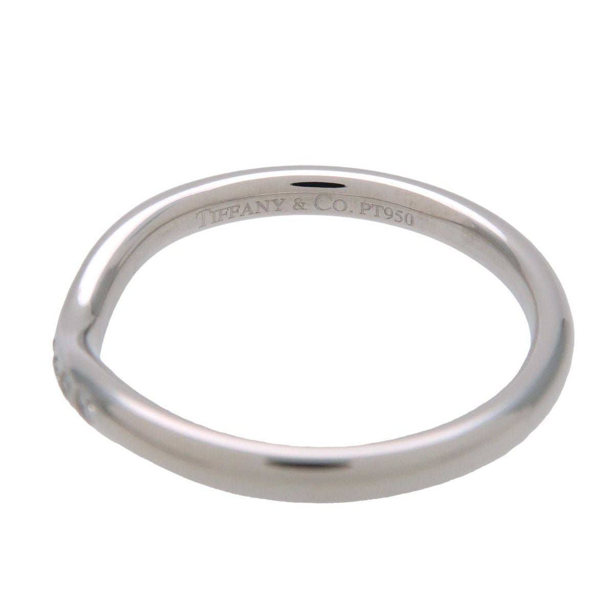 Tiffany & Co. Elsa Peretti Curved Wedding Band Platinum With Diamonds Silver Platinum Ring Jewelry (Pre-Owned)