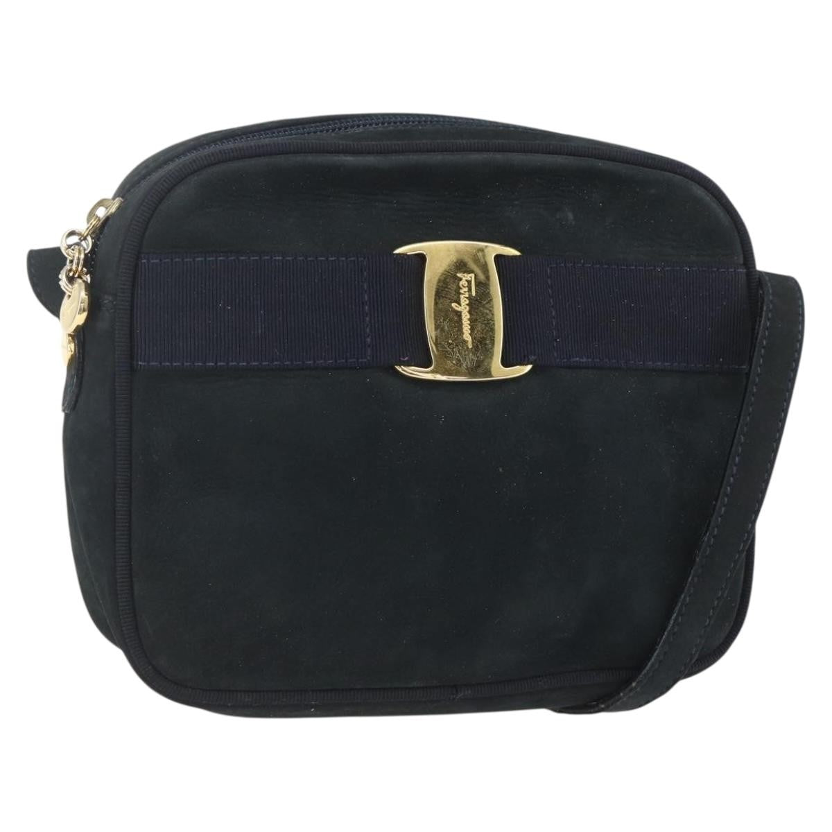 Salvatore Ferragamo Vala Suede Navy Suede Shoulder Bag Bag (Pre-Owned)