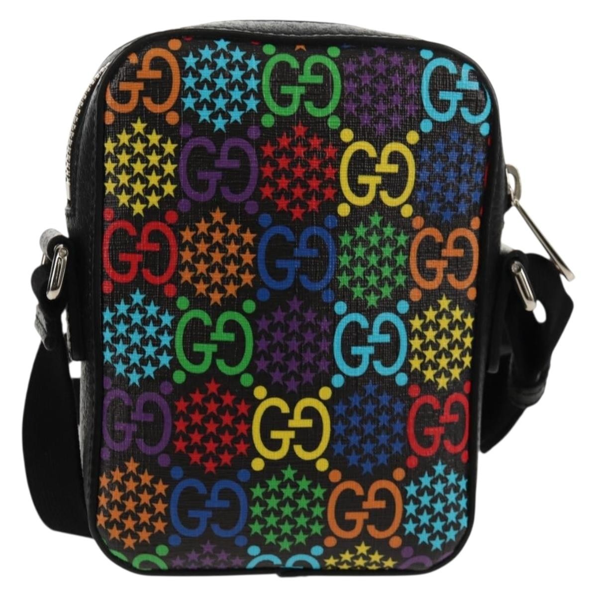 Gucci Front Zip Messenger Psychedelic Print Gg Coated Canvas Multicolour Canvas Shoulder Bag Bag (Pre-Owned)