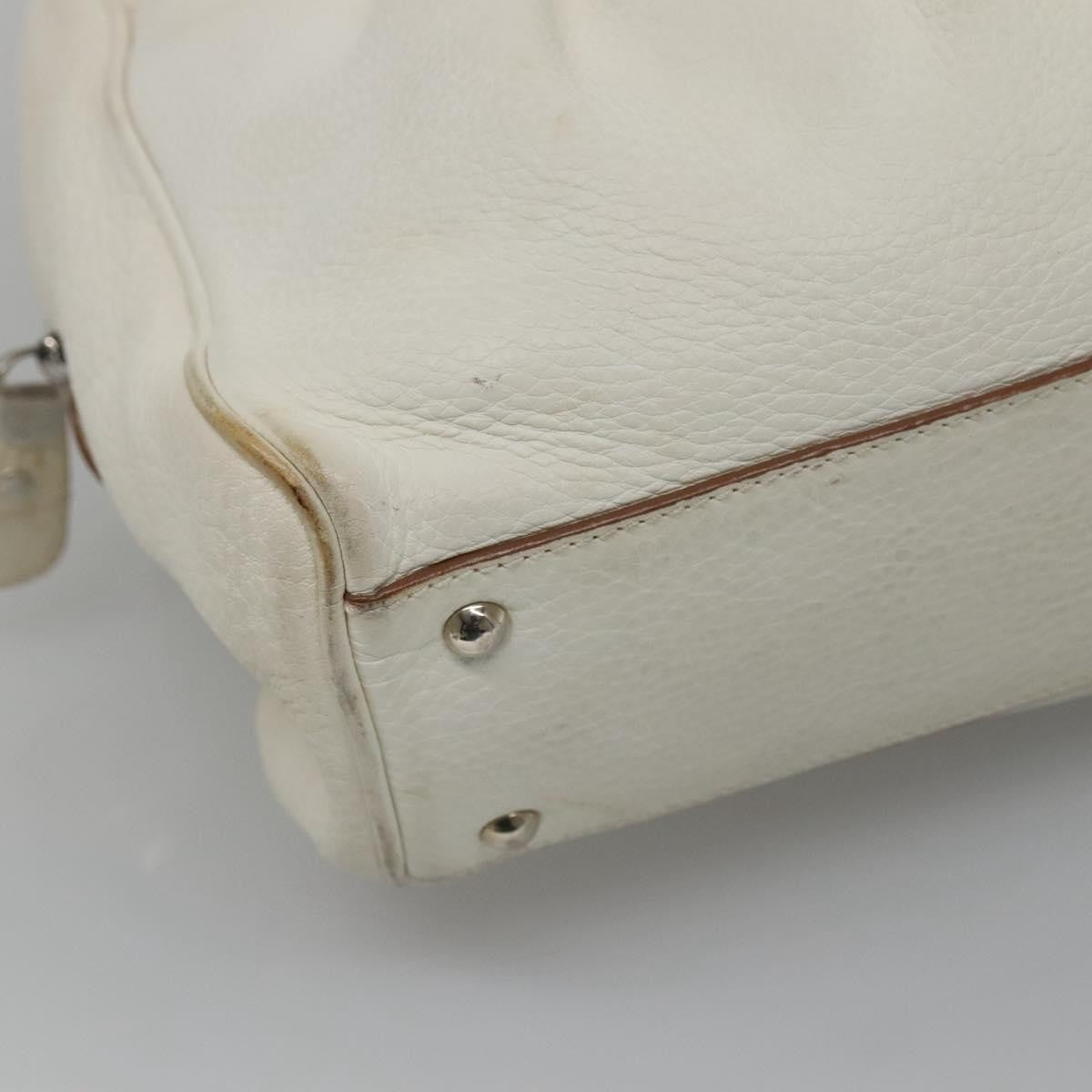 Salvatore Ferragamo Gancini Buckle Leather White Leather Shoulder Bag Bag (Pre-Owned)