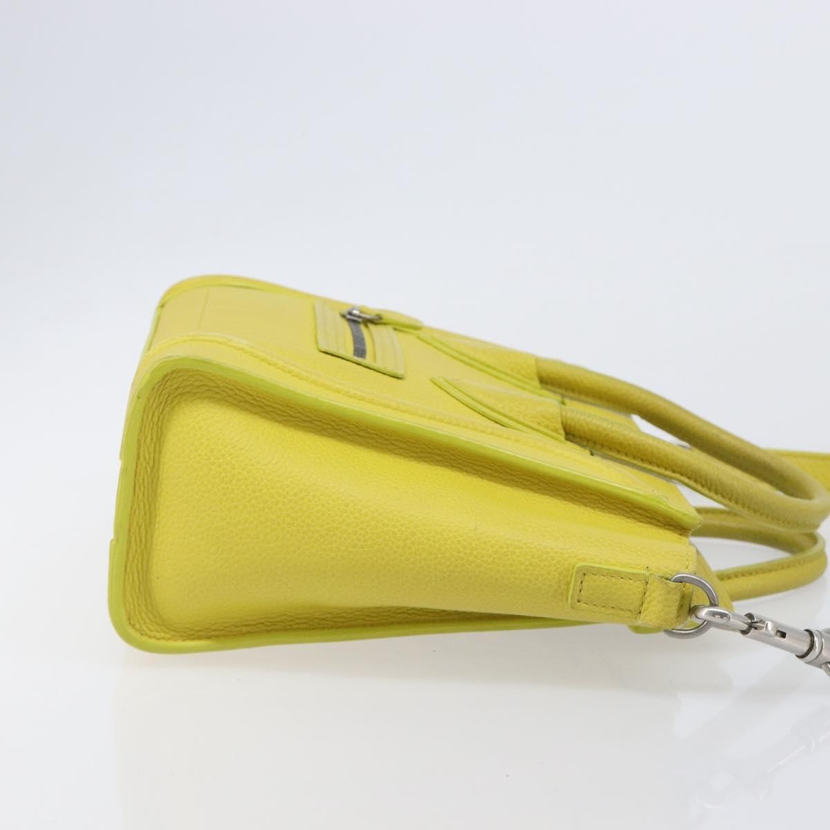 Celine Luggage Grainy Leather Yellow Leather Handbag (Pre-Owned)