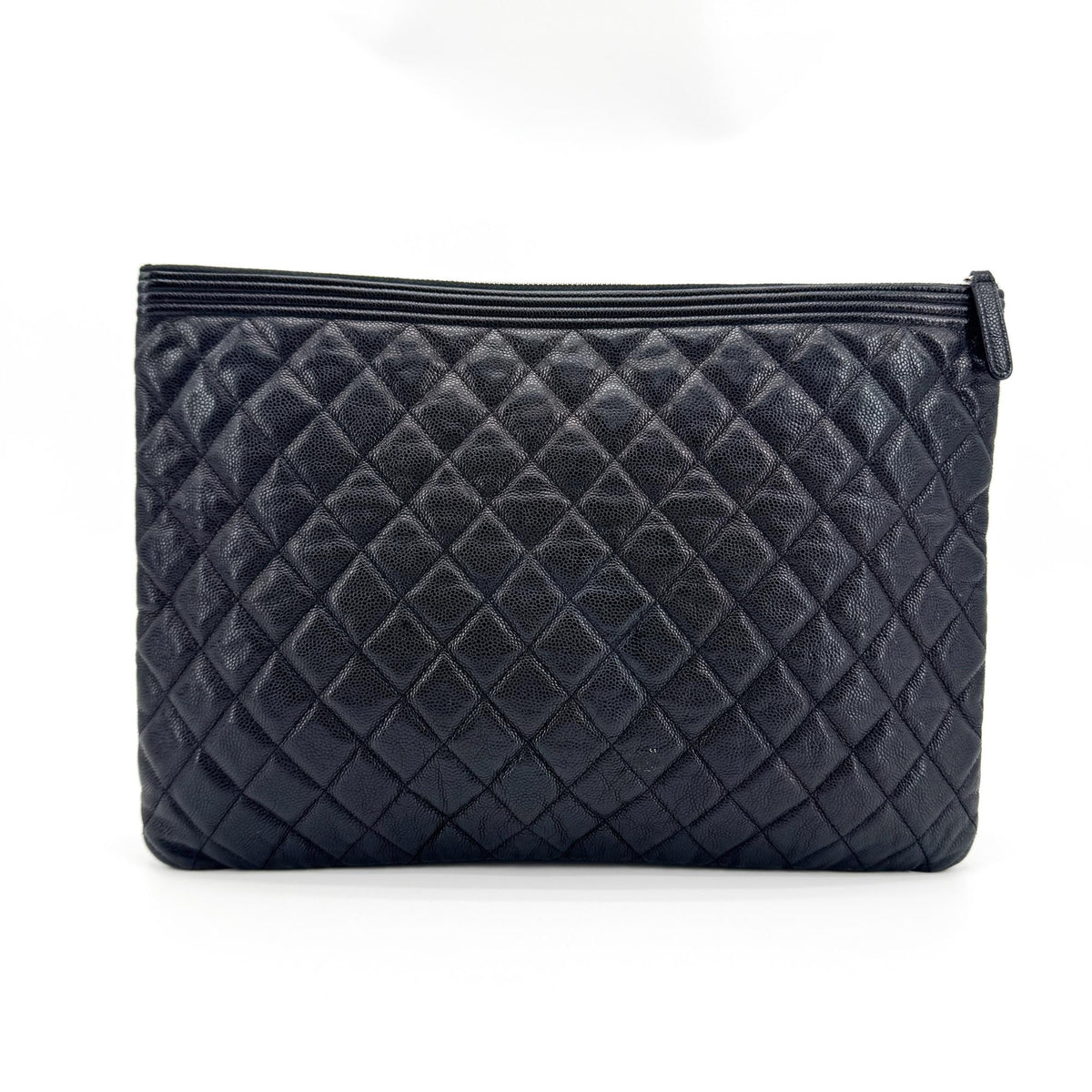 Chanel Boy O Case Clutch Quilted Caviar Black Calfskin Clutche & Pouche Bag (Pre-Owned)
