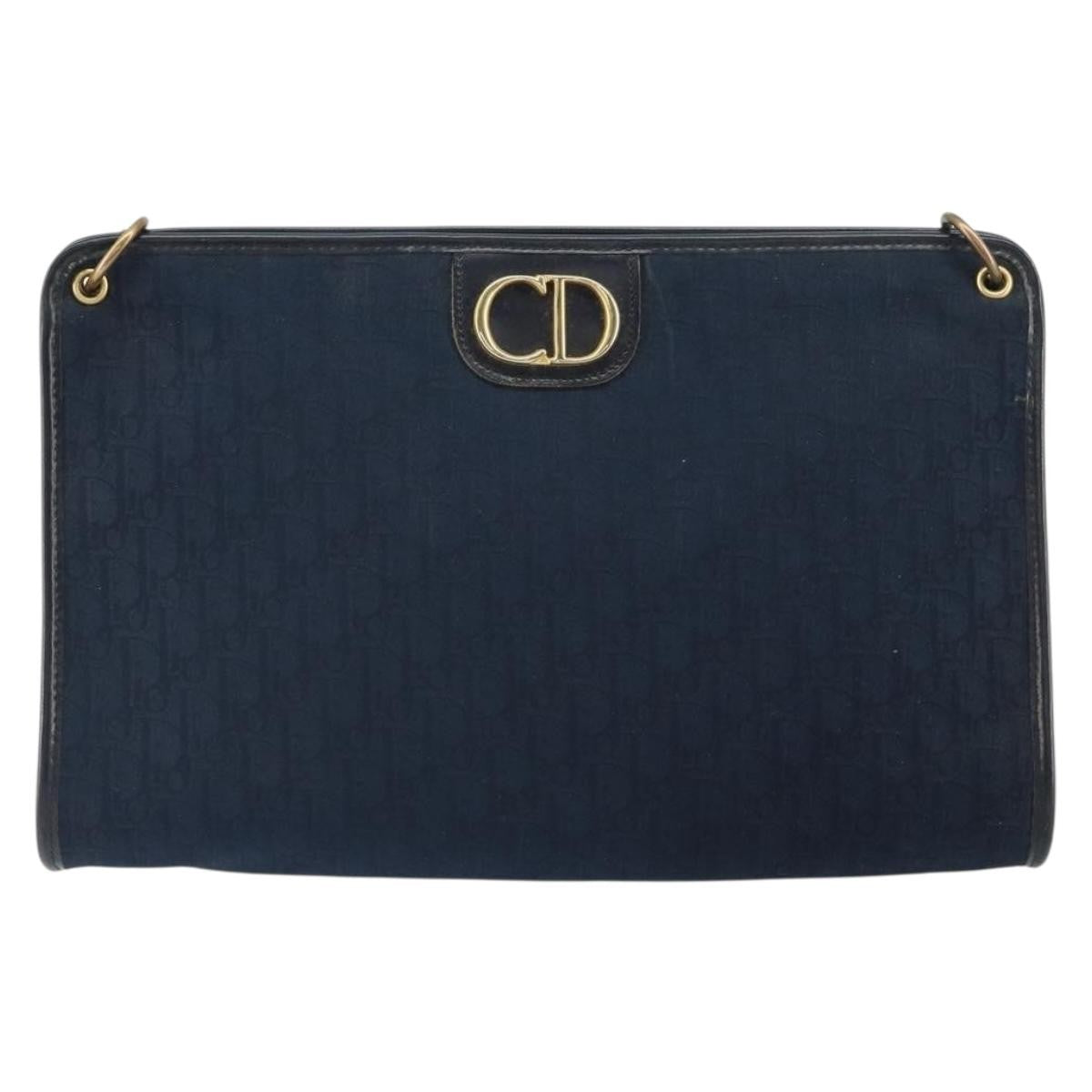 Christian Dior Vintage Cd Trotter Canvas Navy Canvas Shoulder Bag Bag (Pre-Owned)