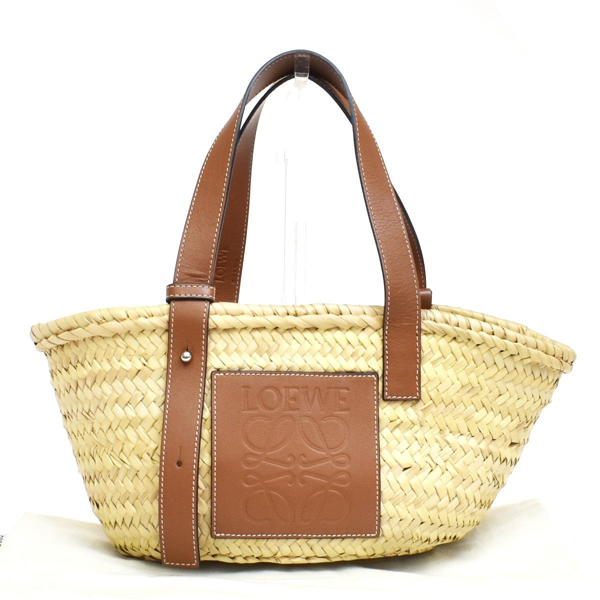 Loewe Basket Woven Raffia With Applique Beige Wicker Tote Bag Bag (Pre-Owned)