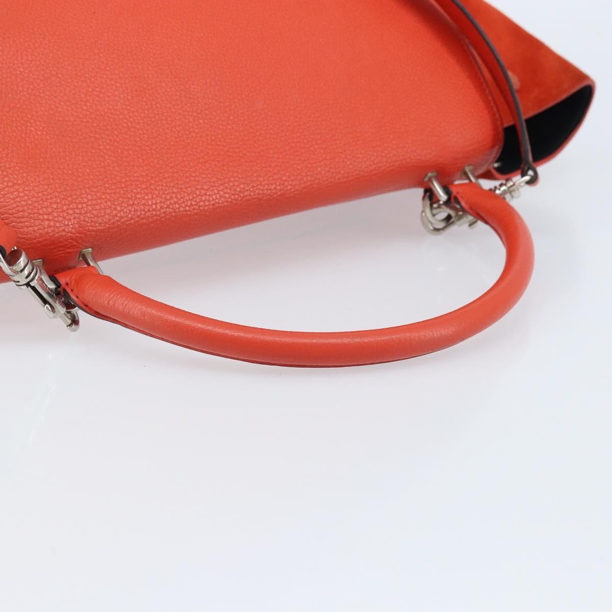 Celine Trapeze Leather With Suede Orange Leather Handbag (Pre-Owned)