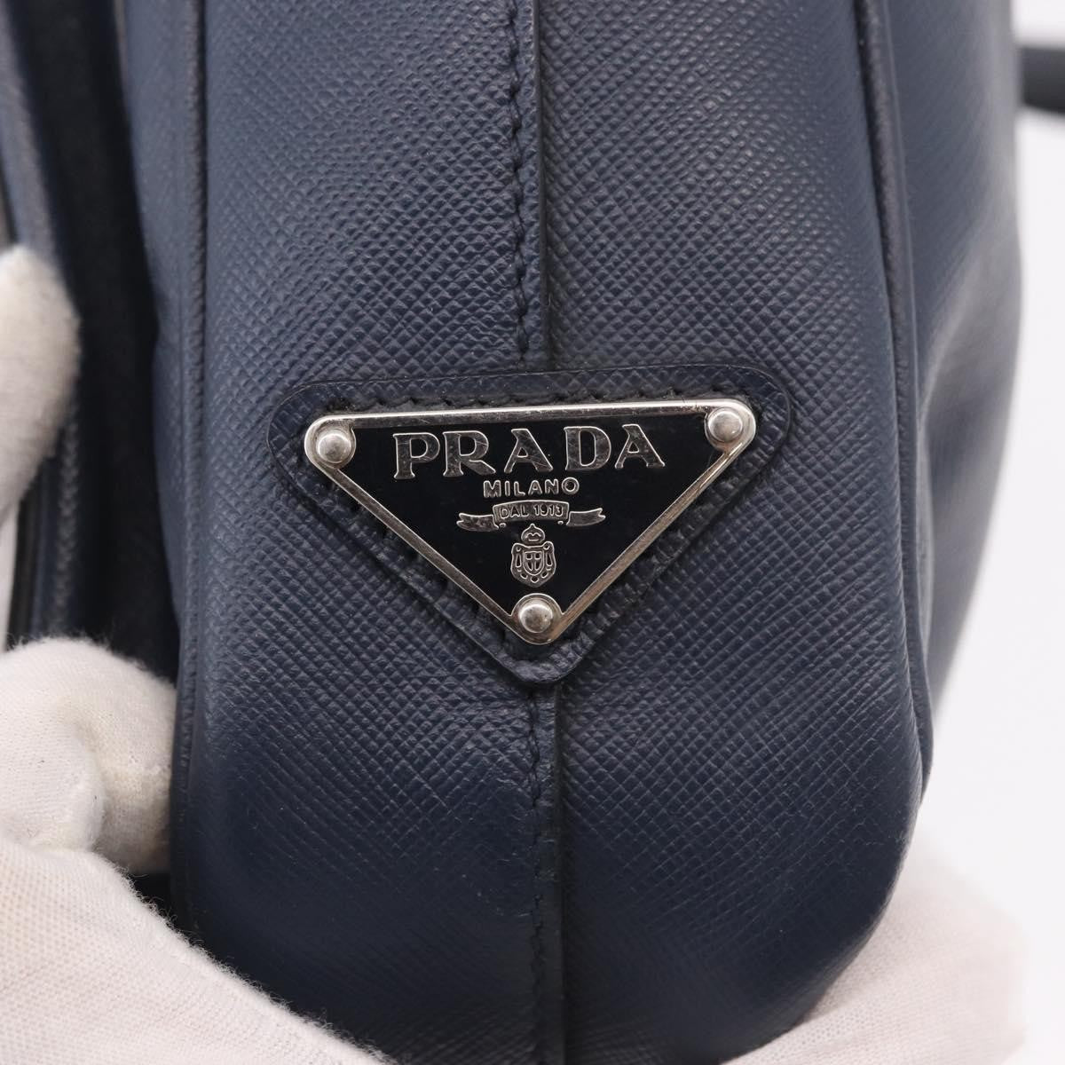 Prada Briefcase Leather Blue Leather Briefcase Bag (Pre-Owned)