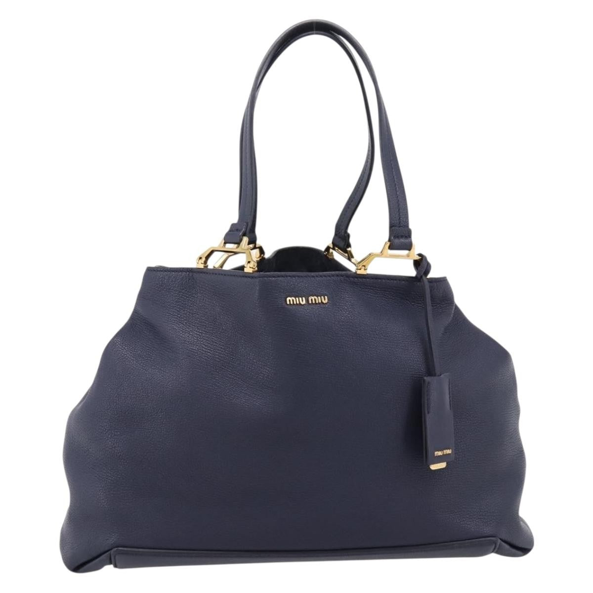 Miu Miu Madras Leather Navy Leather Shoulder Bag Bag (Pre-Owned)