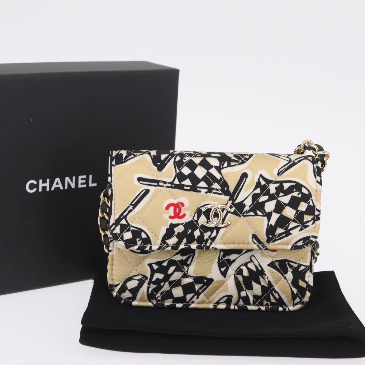 Chanel Flap Card Holder On Chain Quilted Printed Canvas Multicolour Canvas Crossbody Bag Bag (Pre-Owned)