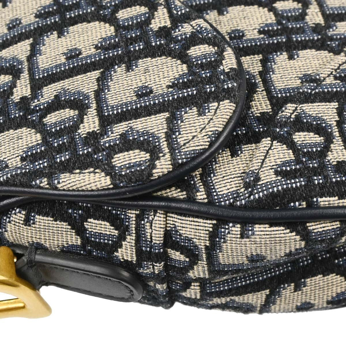 Christian Dior Saddle Oblique Canvas Navy Canvas Handbag (Pre-Owned)