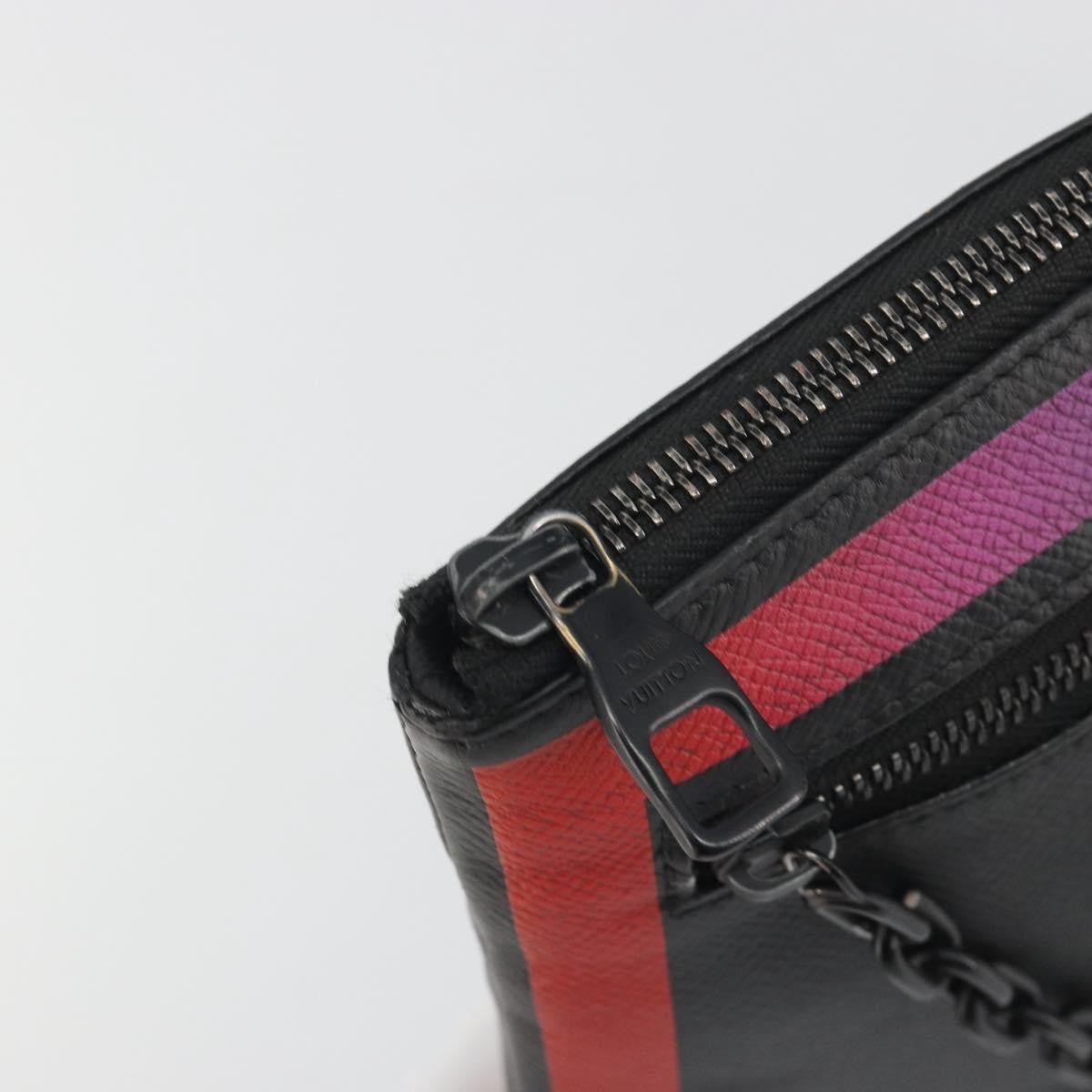 Louis Vuitton Pochette A4 Rainbow Taiga Leather Black Leather Clutche & Pouche Bag (Pre-Owned)