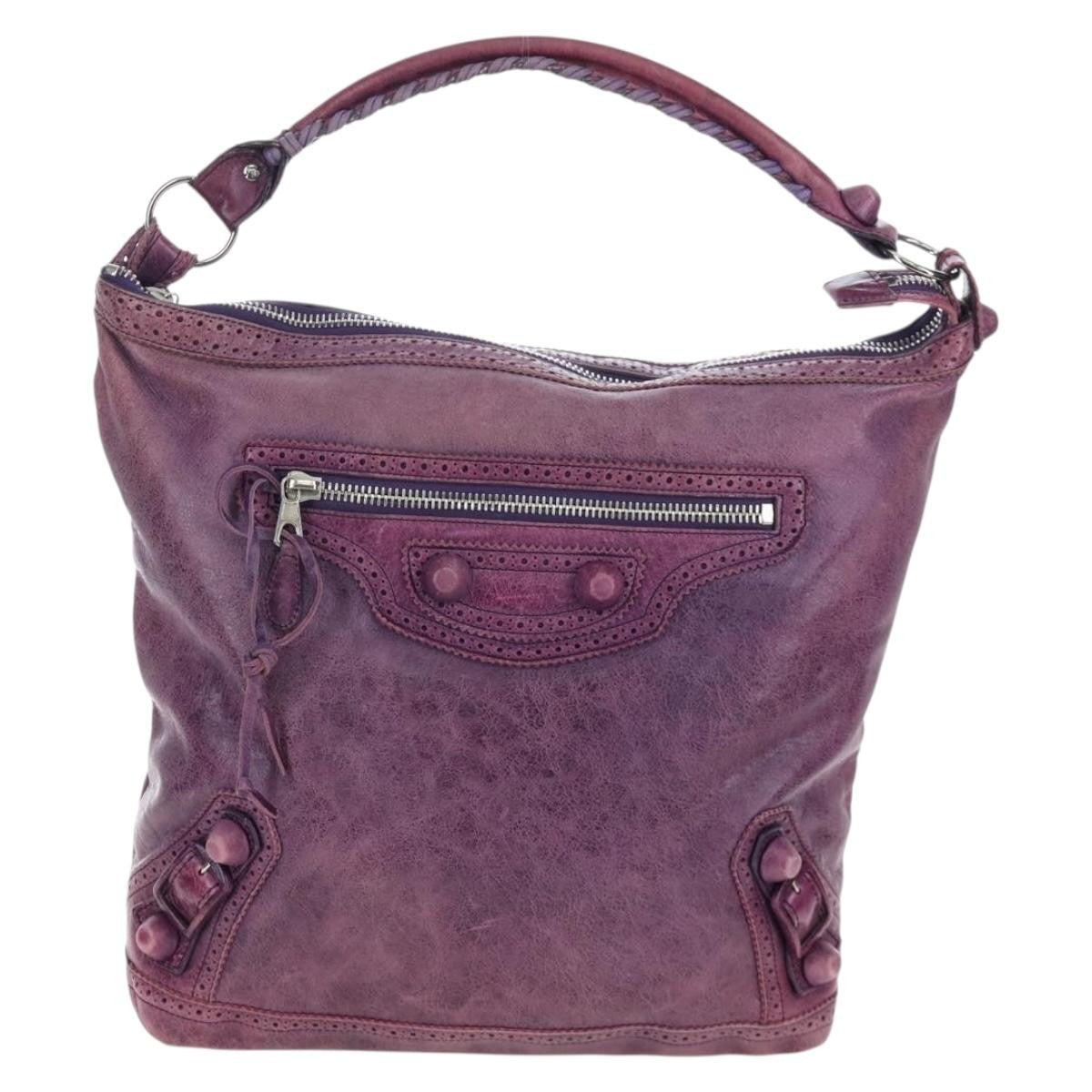 Balenciaga Covered Giant Brogues Day Hobo Leather Purple Leather Shoulder Bag Bag (Pre-Owned)