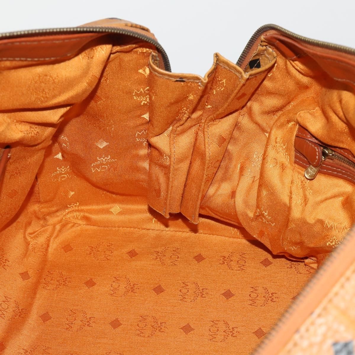 MCM Vicetos Logogram Boston Brown Leather Travel Bag Bag (Pre-Owned)