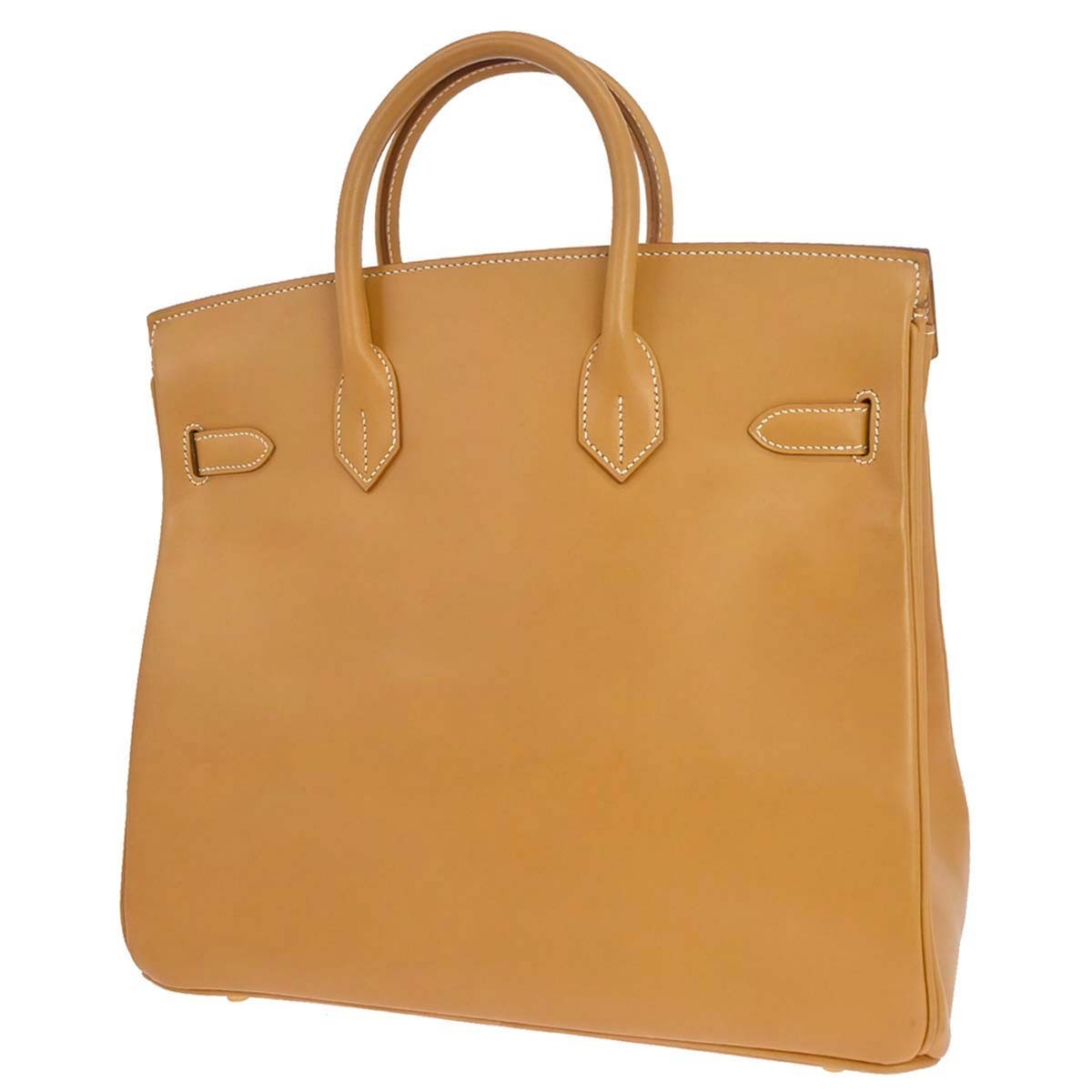Hermes Hac Birkin Brown Vache Natural With Gold Hardware Neutral Leather Handbag (Pre-Owned)