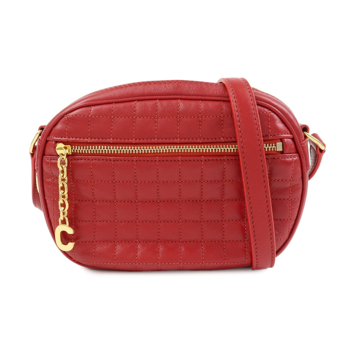Celine C Charm Camera Quilted Leather Red Leather Handbag (Pre-Owned)