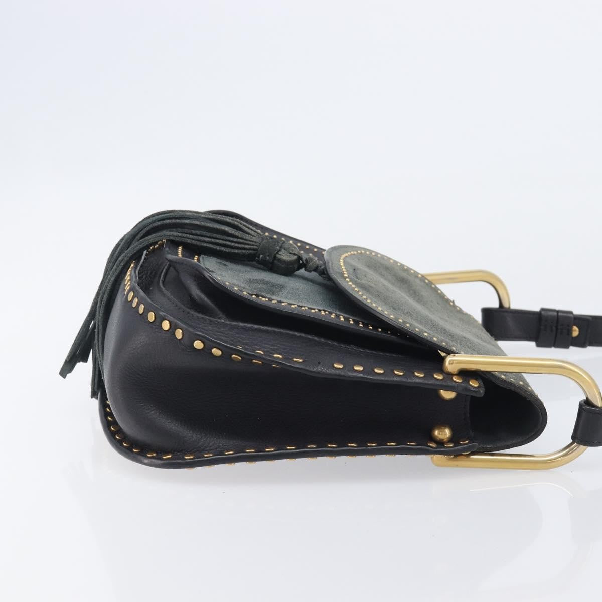 Chloe Hudson Studded Leather Black Leather Handbag (Pre-Owned)