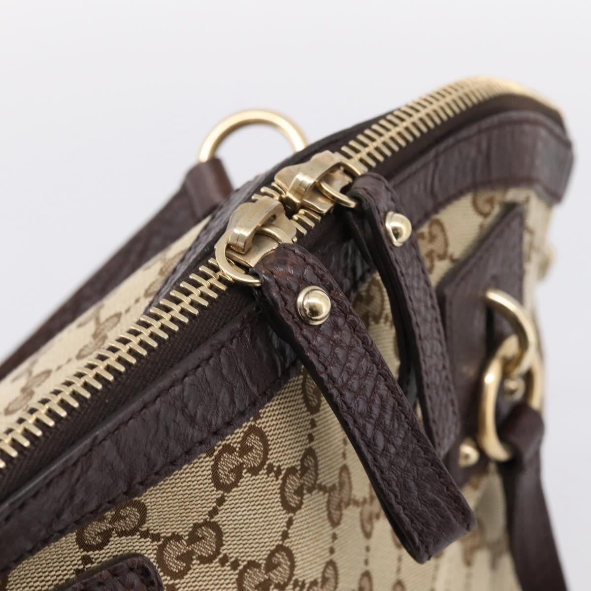 Gucci Britt Convertible Dome Satchel Gg Canvas Beige Canvas Handbag (Pre-Owned)