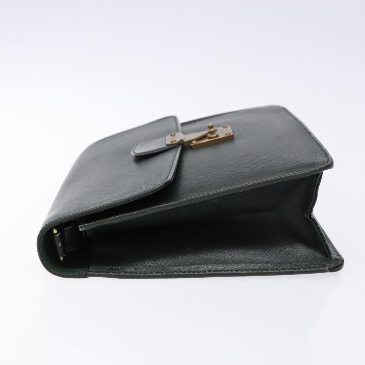 Louis Vuitton Serviette Kourad Taiga Leather Green Leather Clutche & Pouche Bag (Pre-Owned)