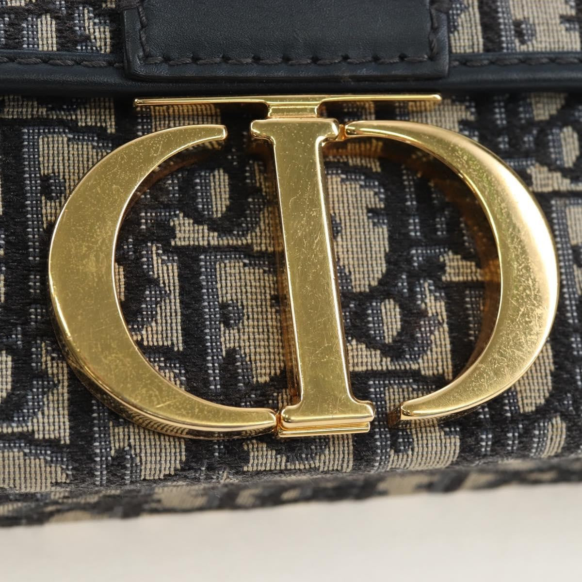 Christian Dior 30 Montaigne Box Oblique Canvas Navy Canvas Handbag (Pre-Owned)