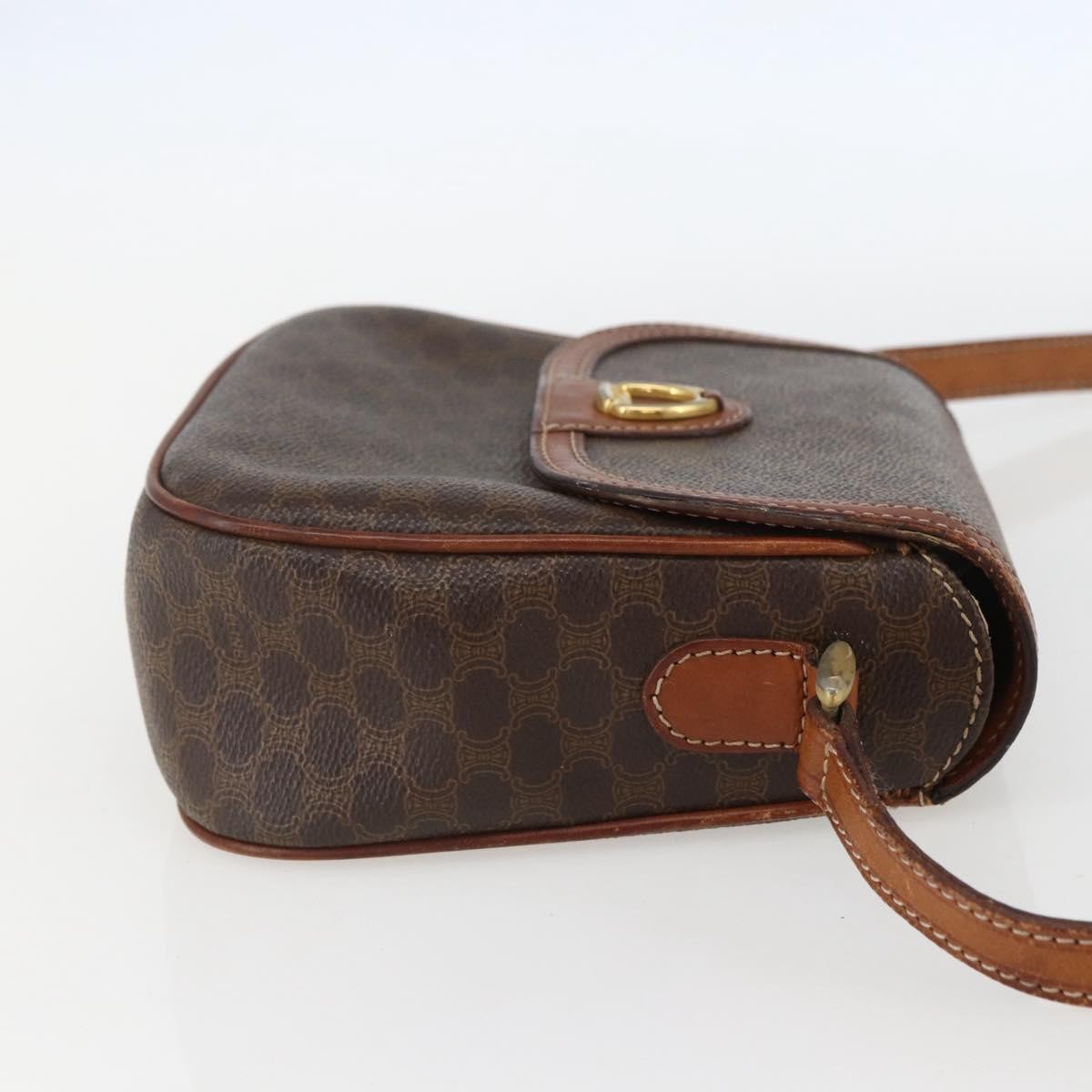 Celine Vintage Macadam Canvas And Leather Brown Canvas Shoulder Bag Bag (Pre-Owned)