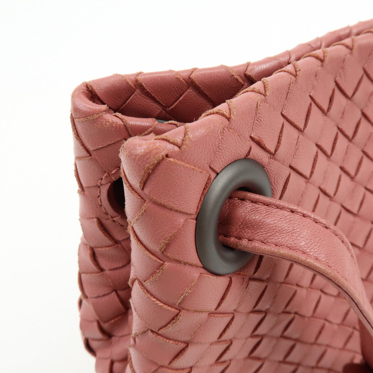 Bottega Veneta Bella Intrecciato Nappa Pink Leather Tote Bag Bag (Pre-Owned)