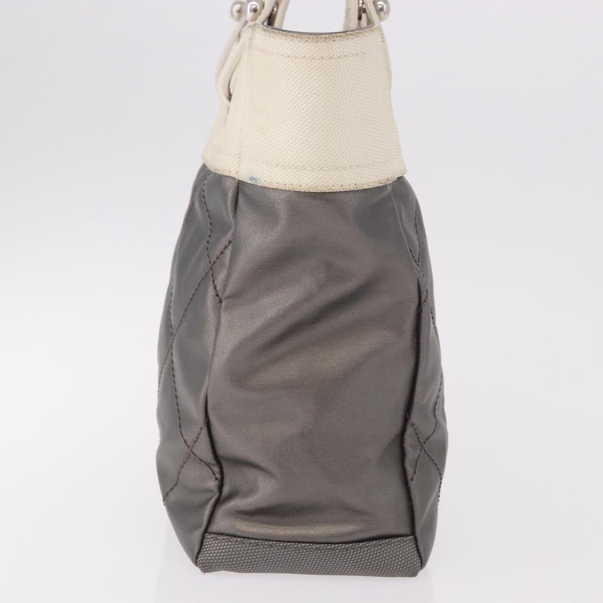 Chanel Biarritz Quilted Canvas Gray Canvas Tote Bag Bag (Pre-Owned)
