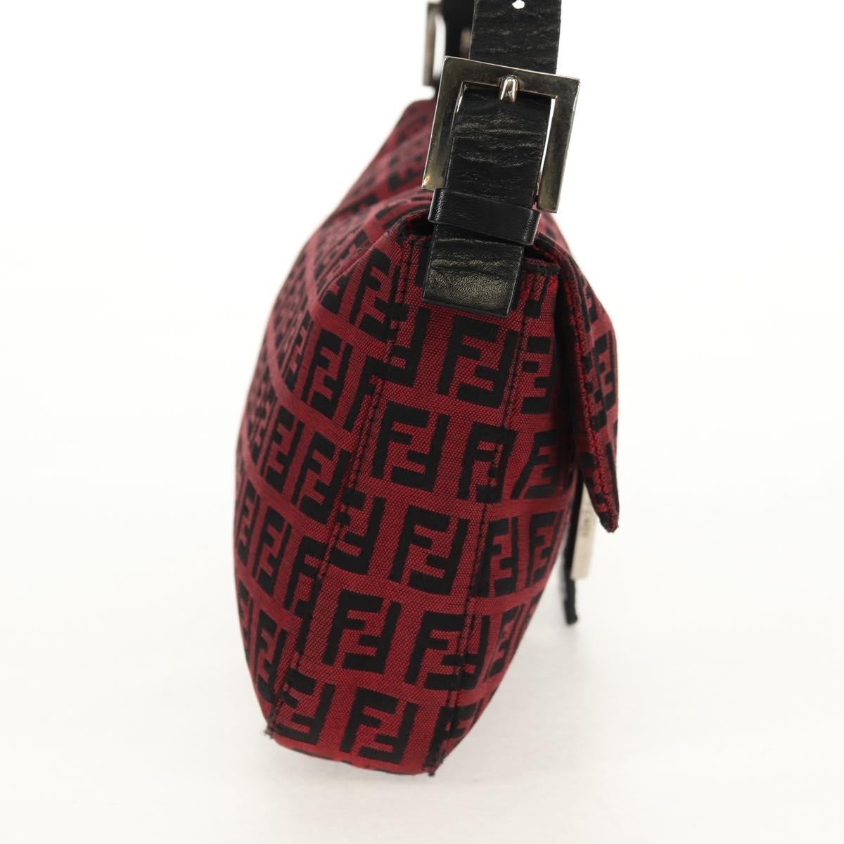 Fendi Baguette Zucchino Canvas Red Canvas Handbag (Pre-Owned)