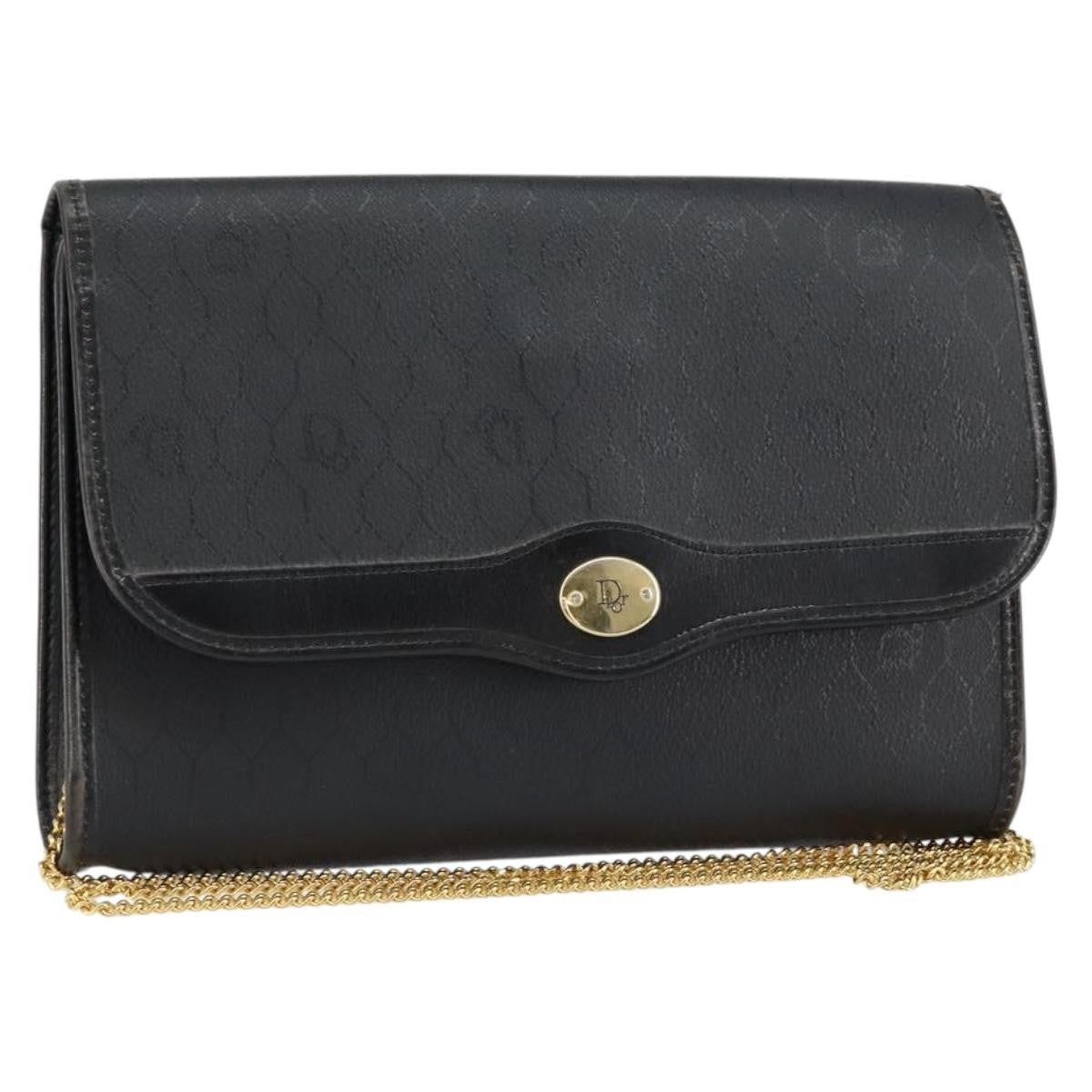 Christian Dior Vintage Honeycomb Flap Coated Canvas Black Canvas Shoulder Bag Bag (Pre-Owned)
