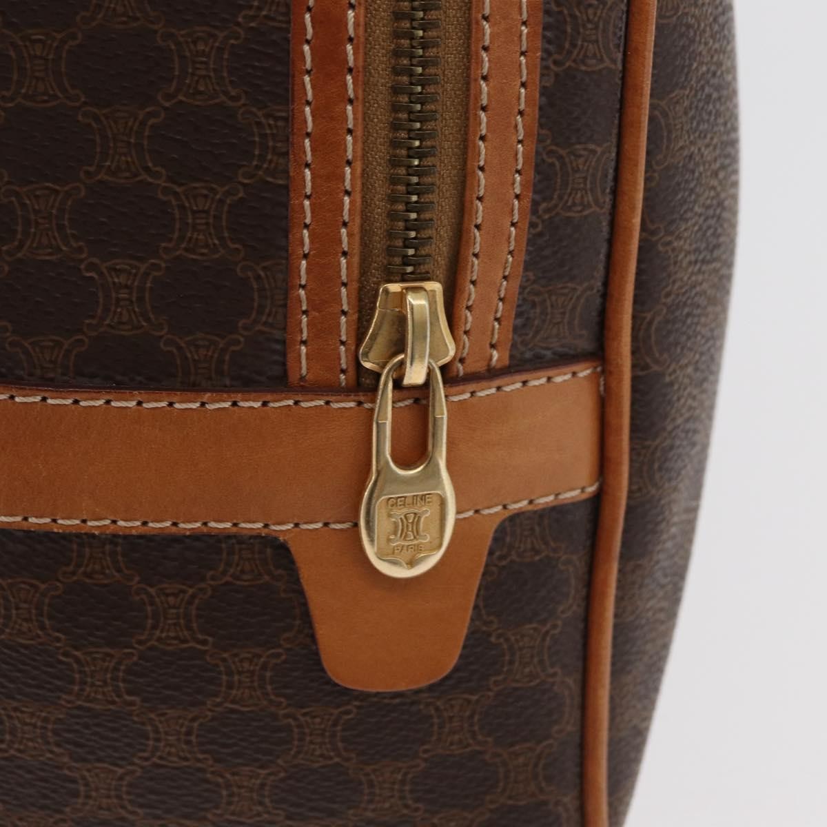 Celine Backpack Leather Brown Canvas Backpack Bag (Pre-Owned)