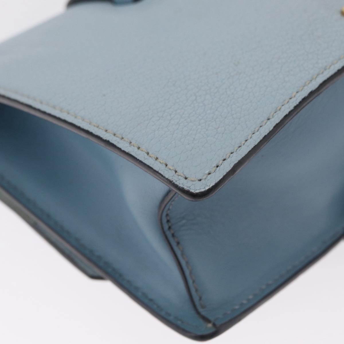 Miu Miu Madras Crystal Buckle Leather Blue Leather Shoulder Bag Bag (Pre-Owned)