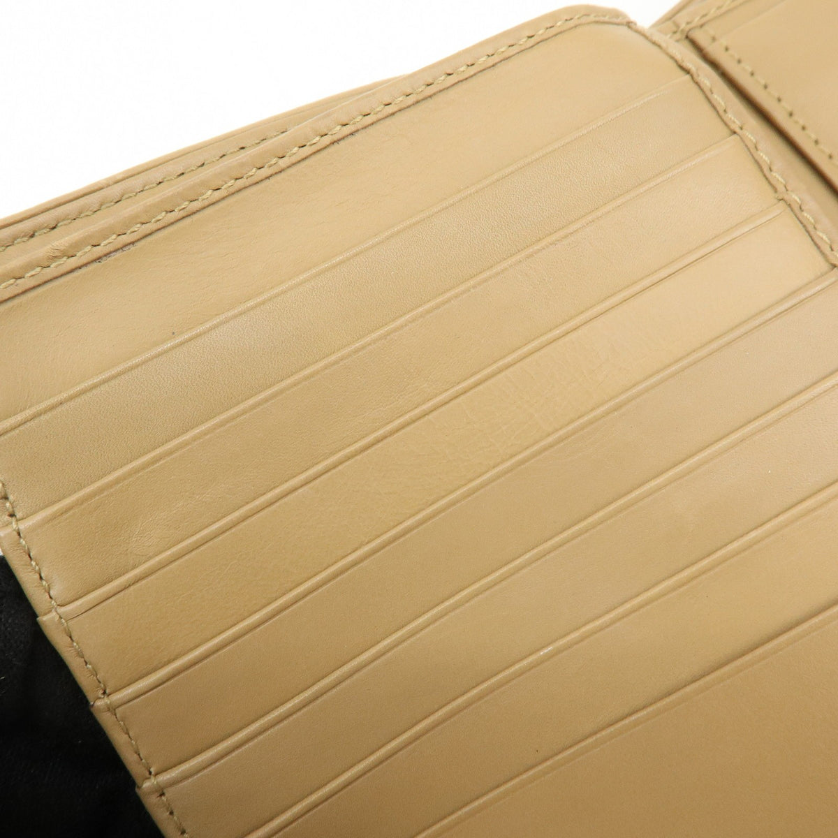 Prada Trifold Compact Saffiano Leather Beige Nylon Wallets Accessory (Pre-Owned)