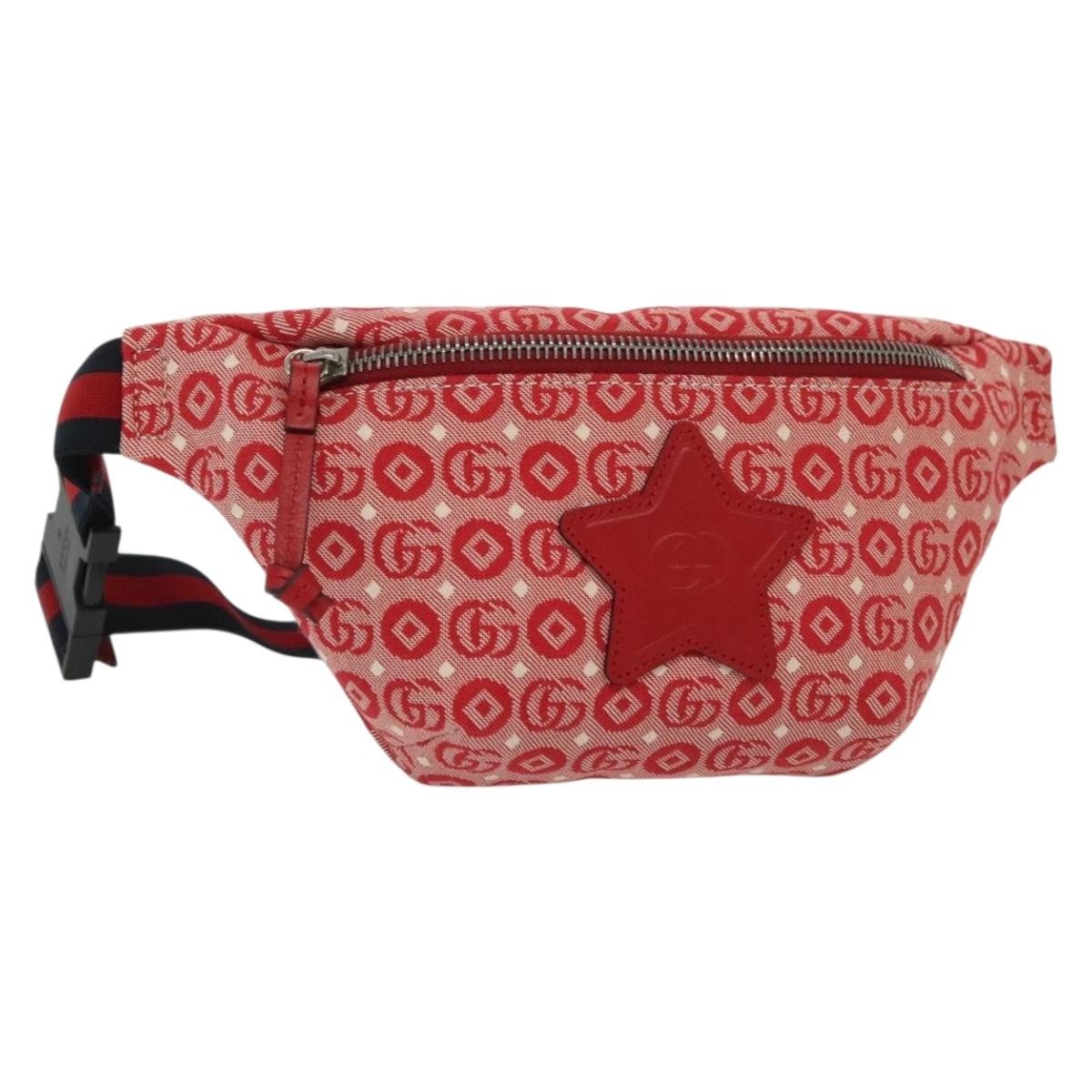 Gucci Children's Belt Printed Gg Coated Canvas Red Canvas Handbag (Pre-Owned)