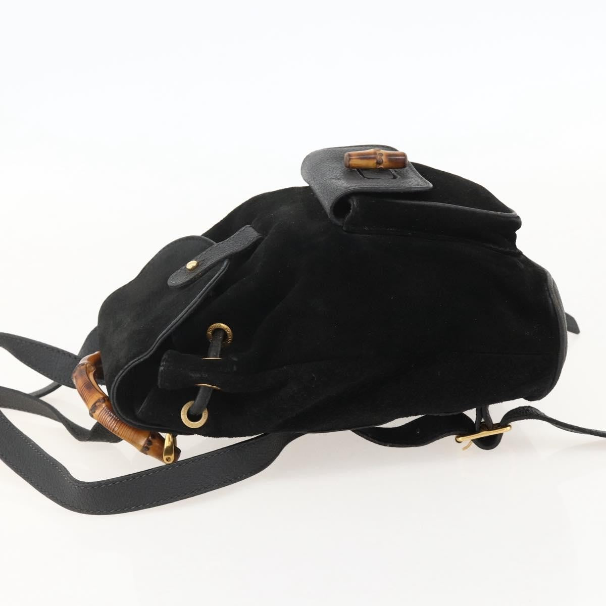 Gucci Gucci Bamboo Daim Black Denim_Jeans Backpack Bag (Pre-Owned)