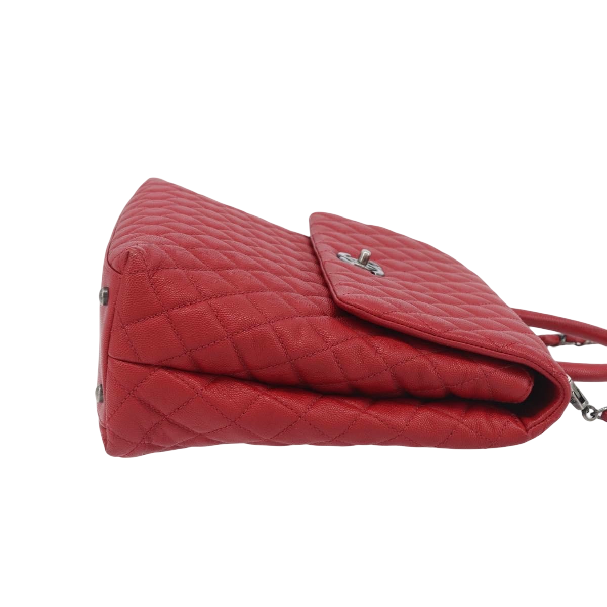 Chanel Coco Top Handle Caviar Red Calfskin Handbag (Pre-Owned)