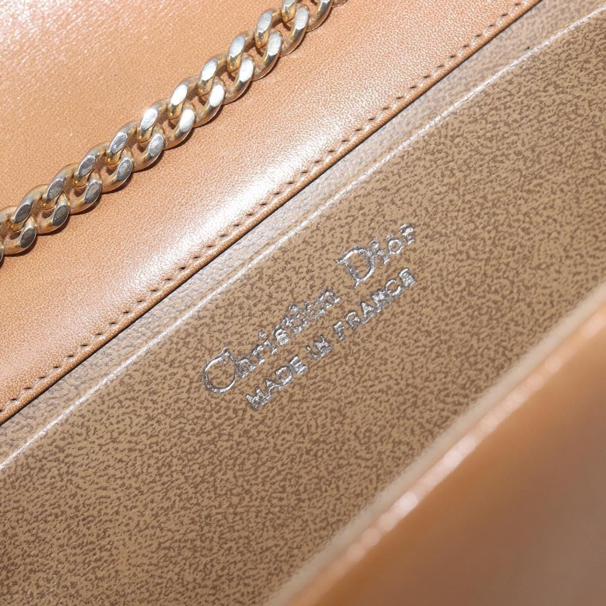 Christian Dior Vintage Cd Chain Flap Leather Beige Leather Shoulder Bag Bag (Pre-Owned)