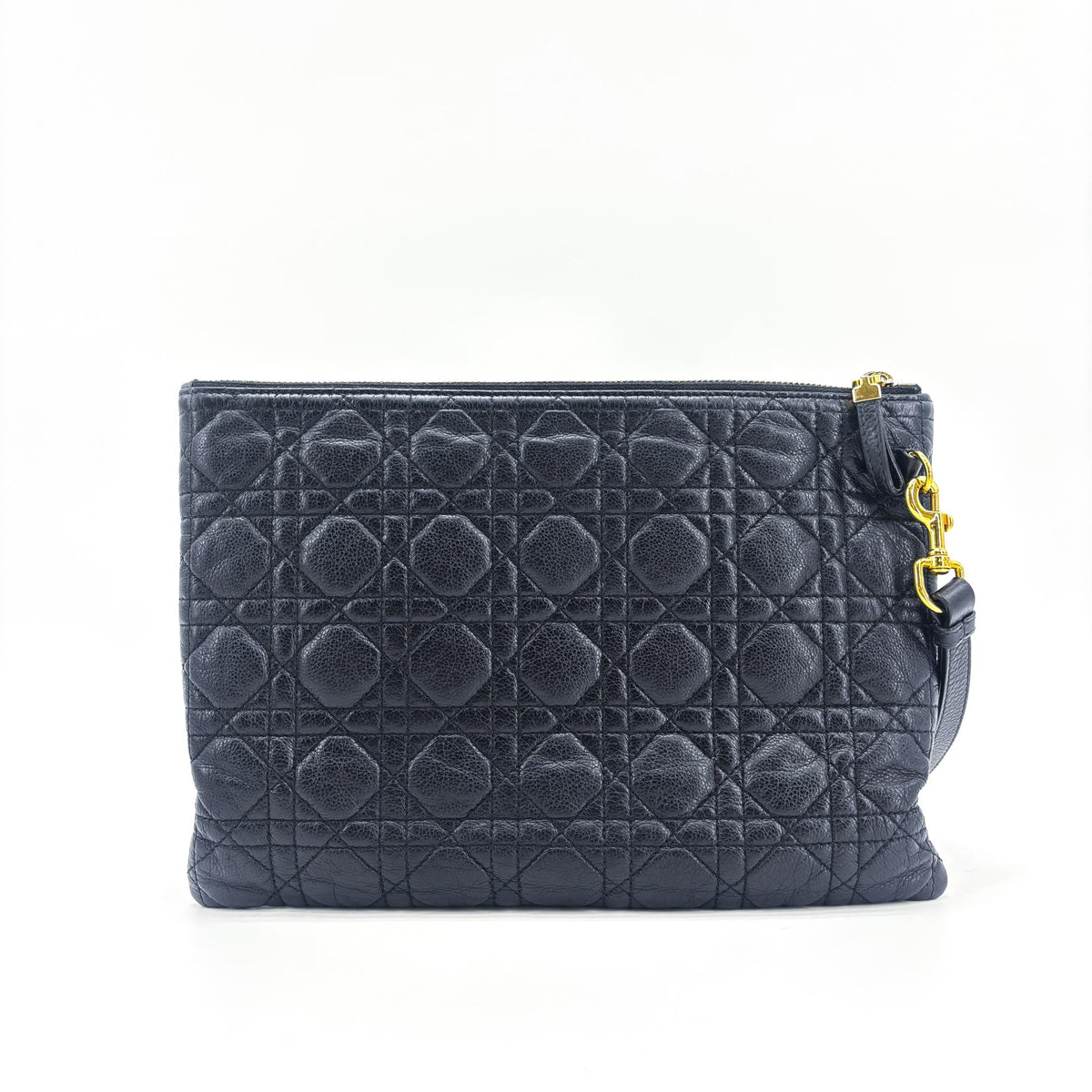 Christian Dior Caro Daily Cannage Quilt Calfskin Black Leather Clutche & Pouche Bag (Pre-Owned)