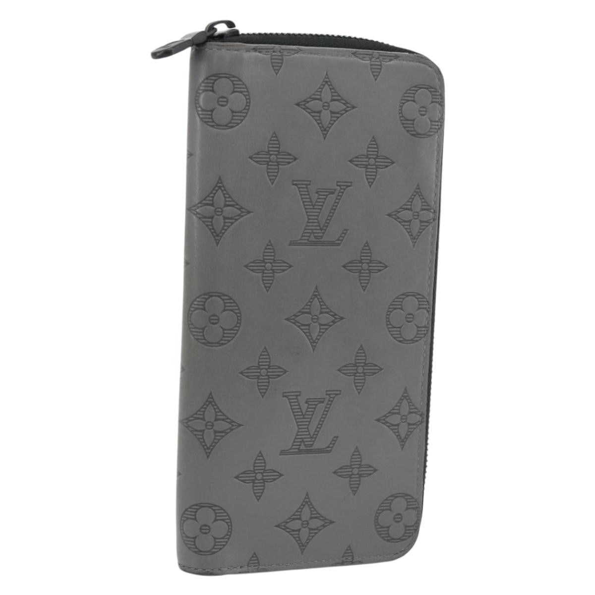 Louis Vuitton Zippy Wallet Vertical Monogram Shadow Leather Gray Leather Wallets Accessory (Pre-Owned)